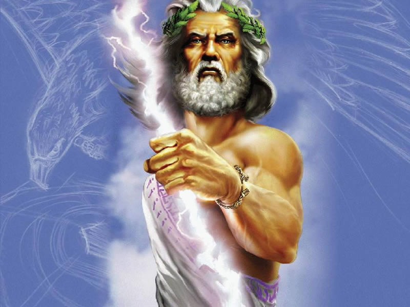 Mitología griega - Zeus es el dios de la Luz. Personifica el Cielo con todo su poderío, es el símbolo de la lluvia, el viento, las tormentas, del ciclo de las estaciones y de la sucesión de la noche y el día.