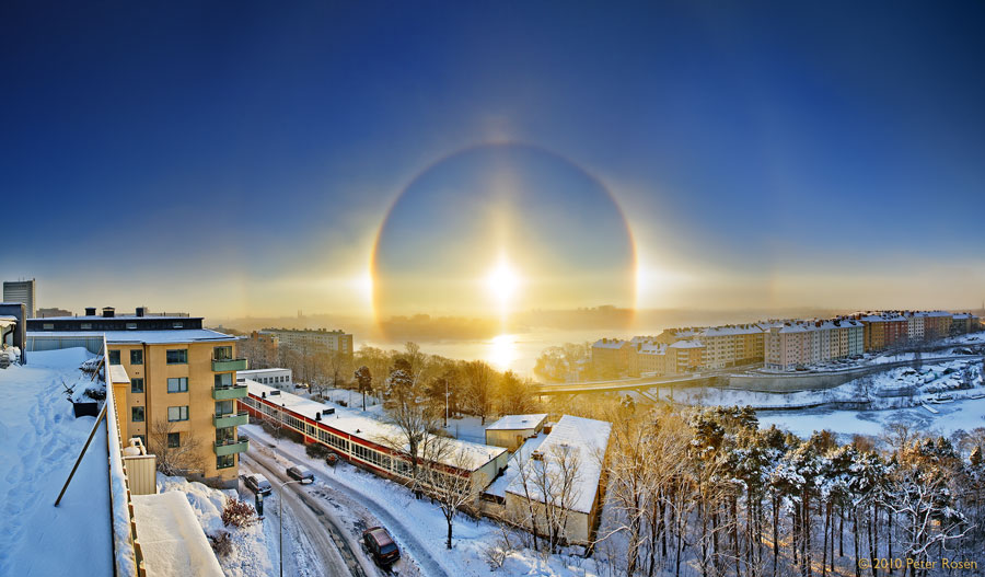 Un halo espectacular en Estocolmo fotografiado por Peter Rosén